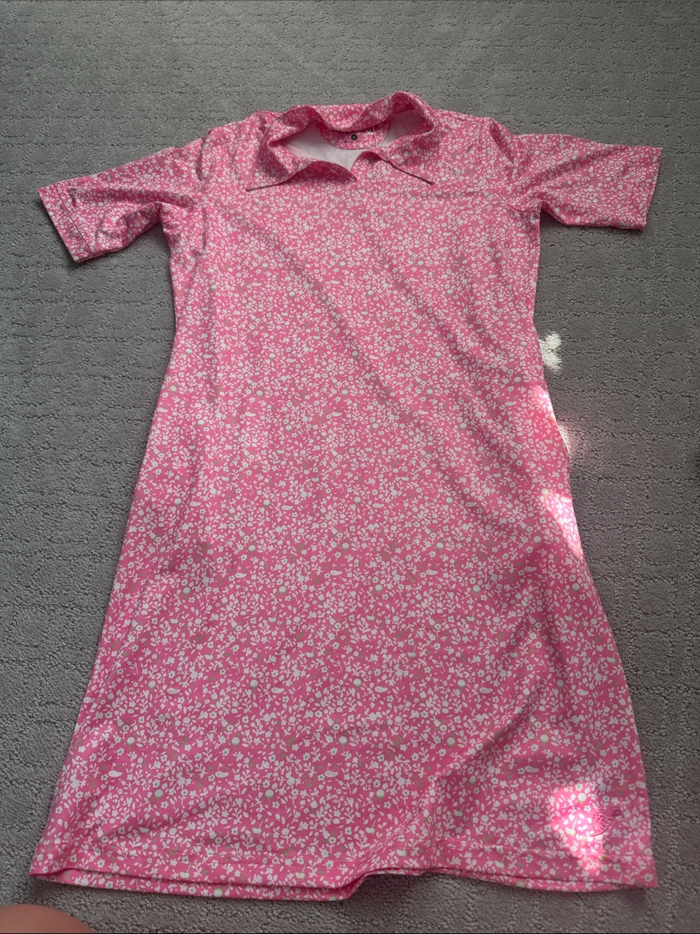Pink Floral Short-Sleeve Kids Dress